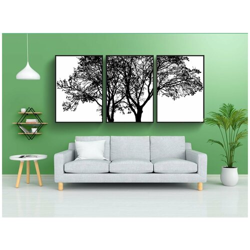 фото Набор модулных постеров для интерьера "деревья, пейзаж, силуэт" 60x90 см. в тубусе, без рамки lotsprints