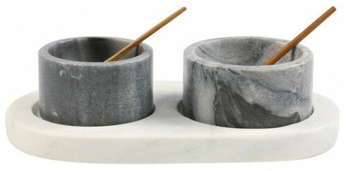 Набор банок для хранения на подносе Be Home Gray Marble 18х11.5х5.5 см