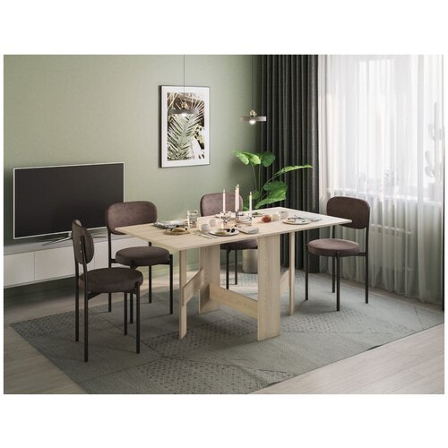 Стол книжка раскладной Sitzone. Белый кухонный стол трансформер. Обеденный стол раздвижной.