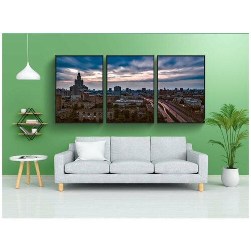 фото Набор модулных постеров для интерьера "москва, россия, заход солнца" 60x90 см. в тубусе, без рамки lotsprints