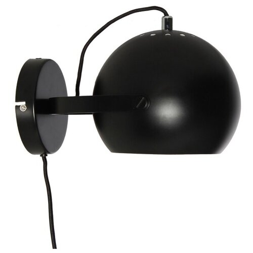 фото Frandsen лампа настенная ball с подвесом, черная матовая, черный шнур, frandsen