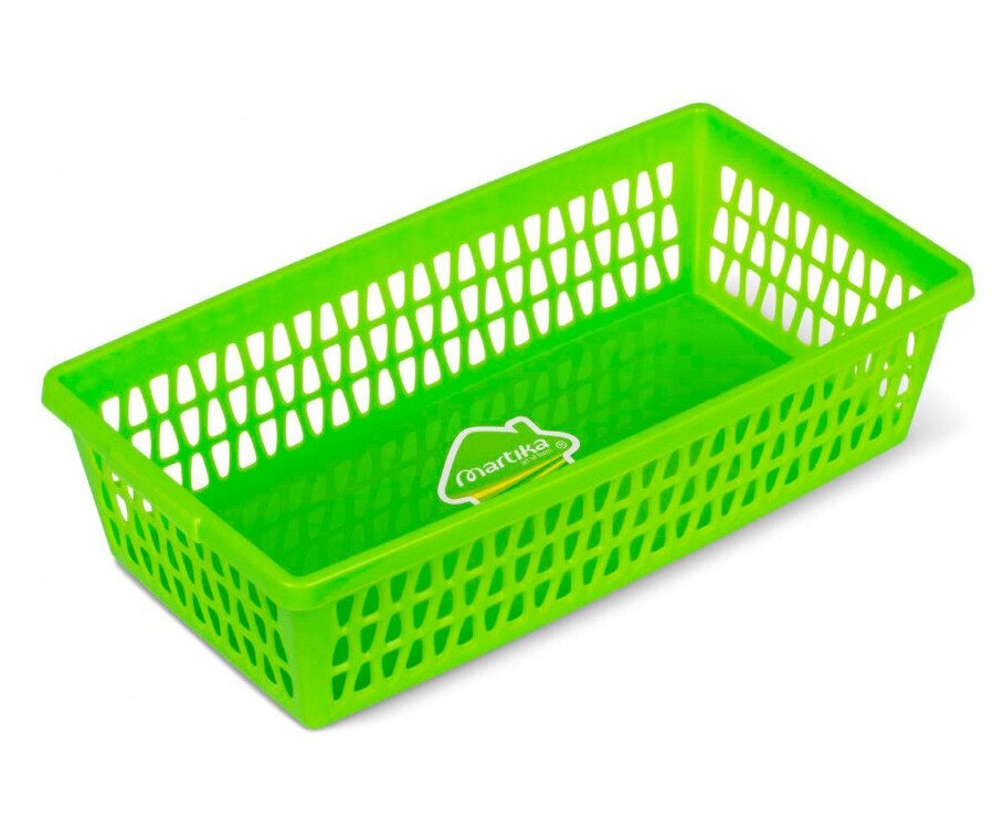 Корзина для хранения Велетта Martika 21х11х5 см прямоугольная пластик цвет зеленый