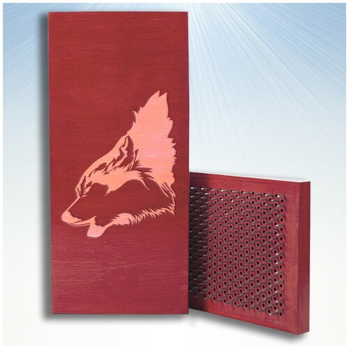 фото Доска садху / доска с гвоздями / доска для йоги / животные собака хаски - 1131, красная чакра