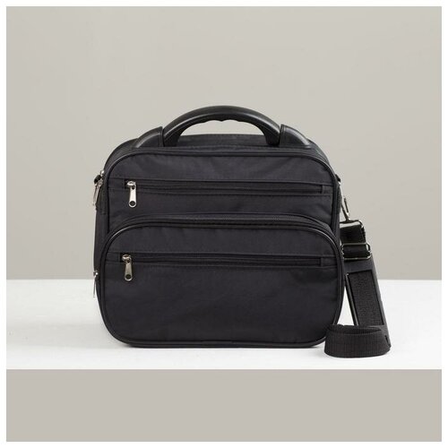 Сумка ЗФТС, черный сумка мужская 2 отдела на молнии 2 наружных кармана длинный ремень цвет чёрный
