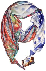 Шарф женский весенний, вискоза, шёлк, разноцветный, двойной шарф-долька Оланж Ассорти серия Апрель с узелками