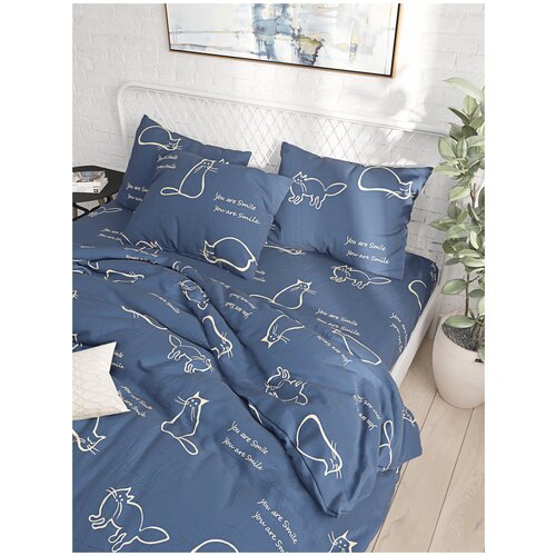 фото Постельное белье сказка "котики" 2- спальный наволочка 50х70 см 2 шт простынь 240х215 см пододеяльник 175х215 см