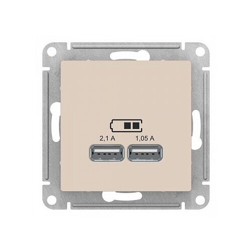 Розетка 2xUSB ATLASDESIGN, бежевый. ATN000233 Schneider Electric