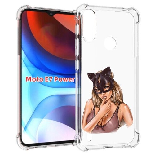 Чехол MyPads девушка-в-купальнике-с-маской-кошки женский для Motorola Moto E7 Power задняя-панель-накладка-бампер