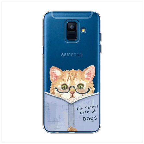 фото Силиконовый чехол "кот читает книгу" на samsung galaxy a6 / самсунг галакси а6 case place