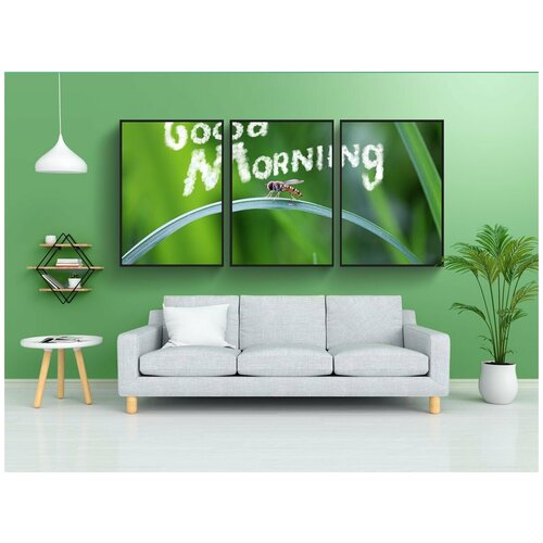 фото Набор модулных постеров для интерьера "завтра, доброе утро, дружелюбно" 60x90 см. в тубусе, без рамки lotsprints