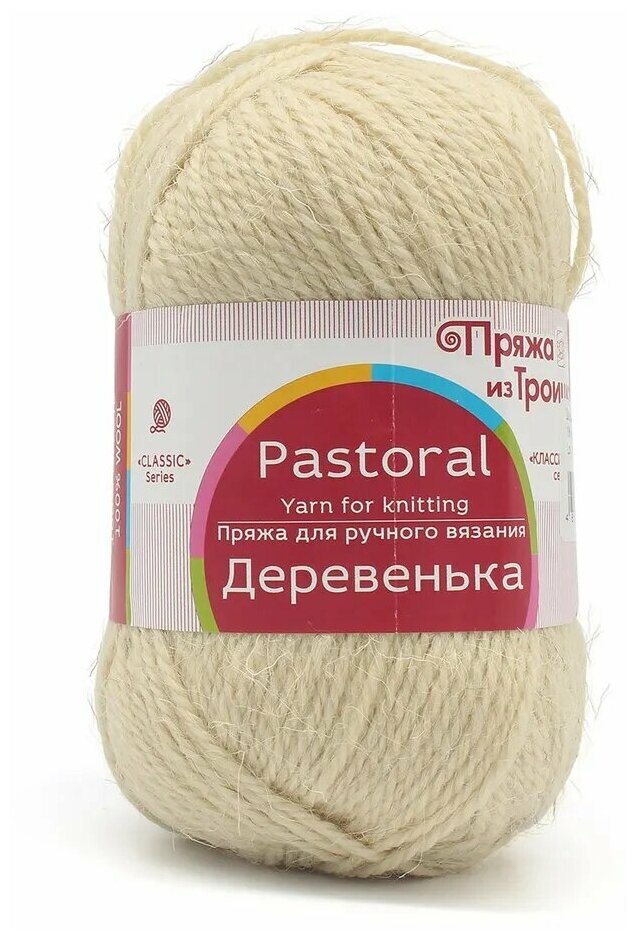 Пряжа из Троицка Деревенька (Pastoral) - 5 мотков Цвет: 166 суровый 100% шерсть 100г 170м