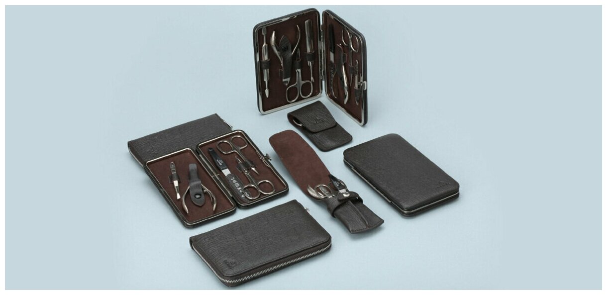 Маникюрный набор Dewal Professional DEWAL 5 предметов, натур. кожа, коричневый.