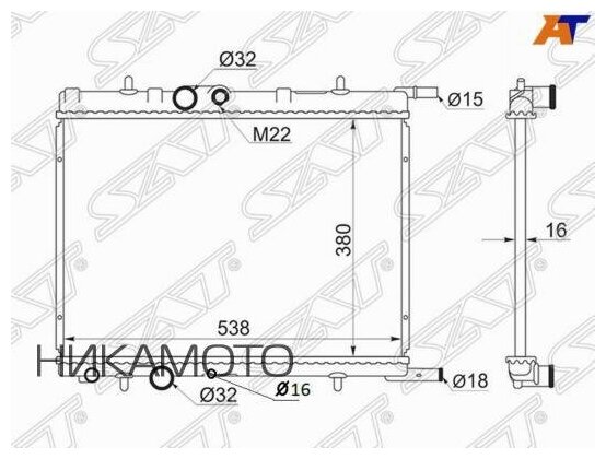 SAT SG-PG0001-R Радиатор CITROEN Berlingo, C4, Picasso, PEUGEOT 206, 307 (2000-) двигателя