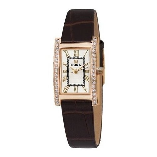 Наручные часы НИКА, золото, фианит, черный, серебряный