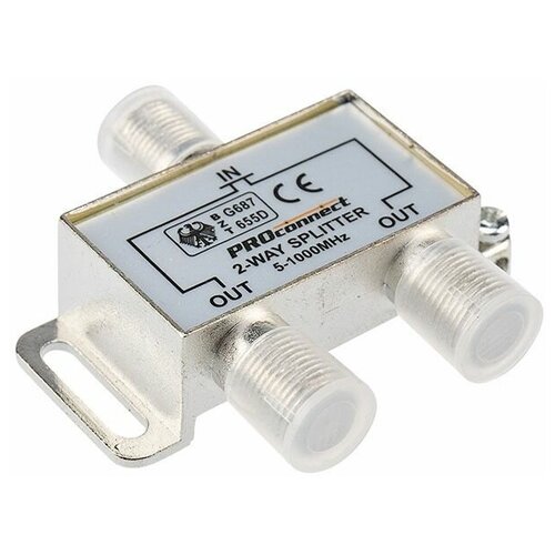 Делитель ТВ х 2 под F разъём 5-1000 МГц PROCONNECT (05-6021) (REXANT) splitter 2way proconnect 05 6021