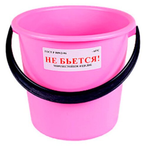 Ведро 10 л. для пищевых продуктов В10-02 (ПНД) жесткое розовый