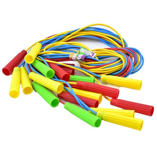 фото Скакалка 2,50 м. ska-250 (цветная) (полнотелый резиновый шнур d-4 мм., ручки пластик) дельта-фитнес.ру