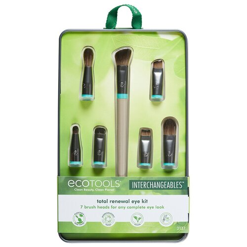 набор кистей для макияжа 5 сменных насадок и 2 ручки ecotools interchangeables daily essentials total face kit 1 шт Набор кистей для макияжа глаз (7 сменных насадок и 1 ручка) EcoTools Interchangeables Total Renewal