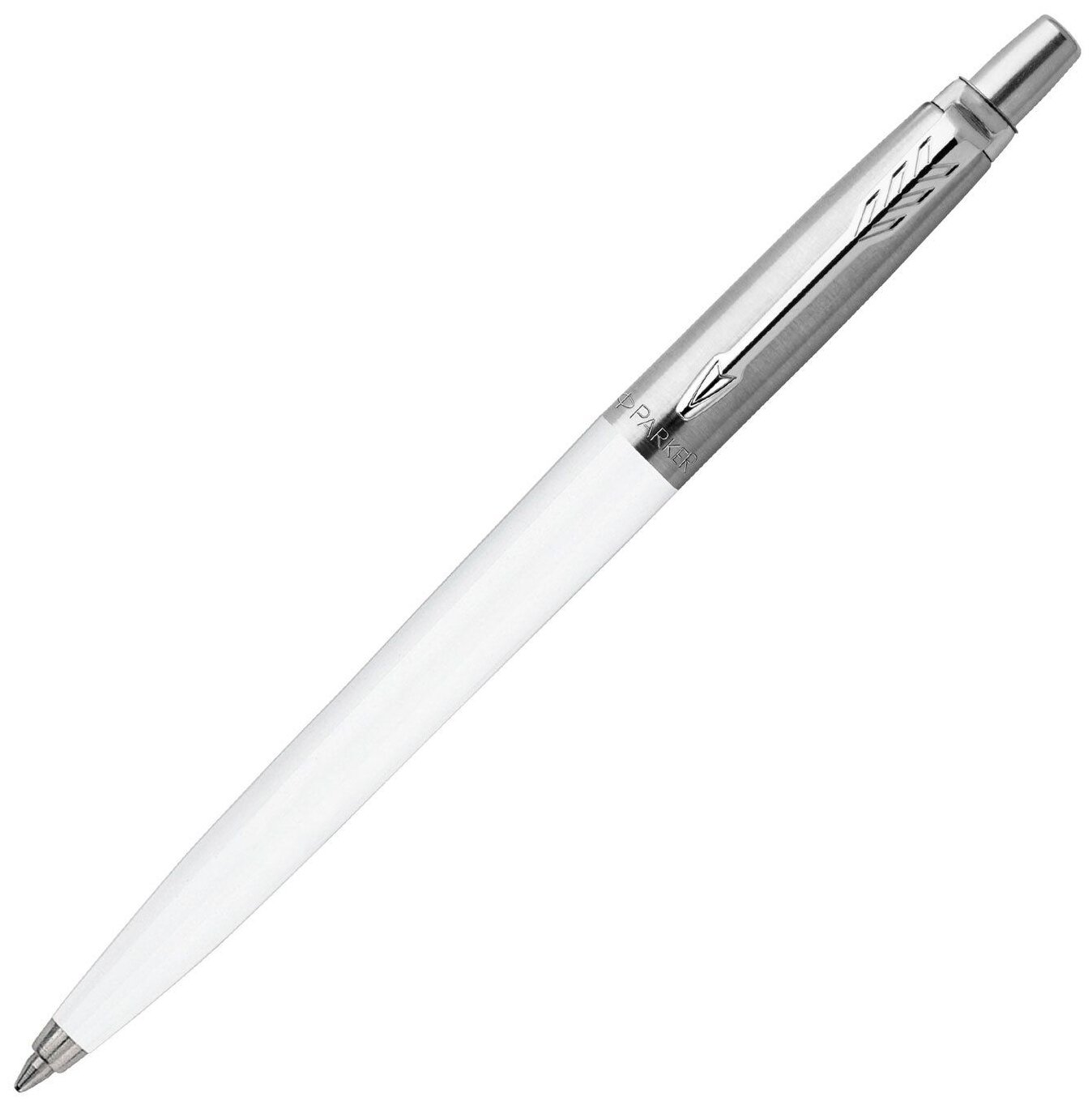 Ручка шариковая PARKER "Jotter Plastic CT", корпус белый, детали из нерж. стали, синяя, R0032930