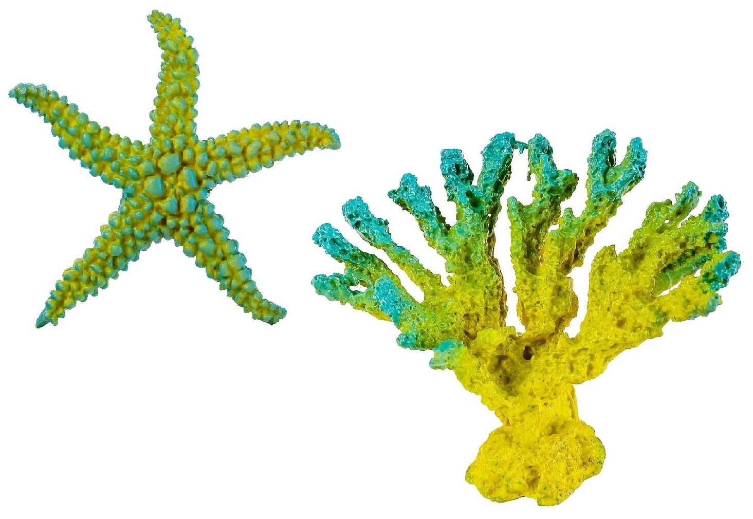 Декорация для аквариума Набор Коралл и Морская звезда Украшение декор в аквариум N-102, 2 шт