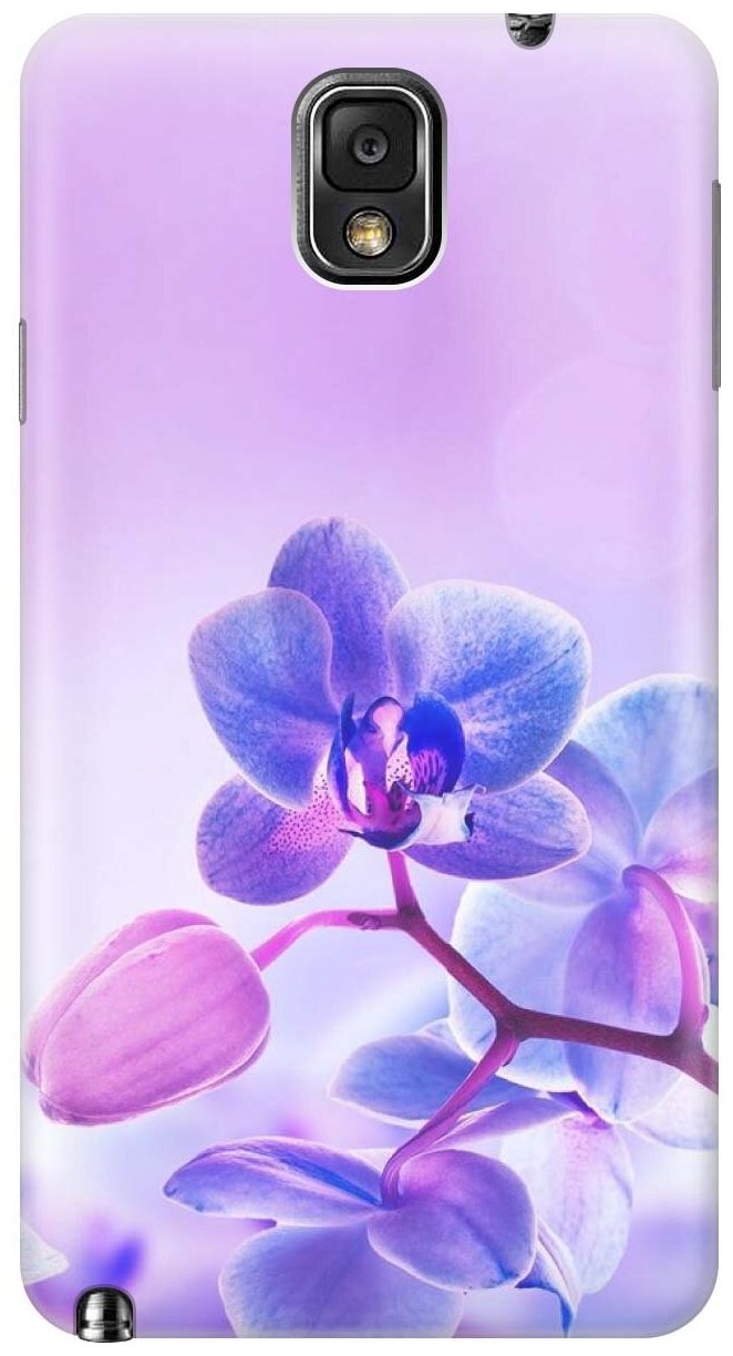 Силиконовый чехол на Samsung Galaxy Note 3 / Самсунг Ноут 3 с принтом "Лиловые орхидеи"