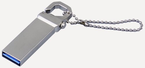 Изображение товара Компактная металлическая флешка с прямоугольным отверстием (256 GB USB 3.1 Серебро Mini035)