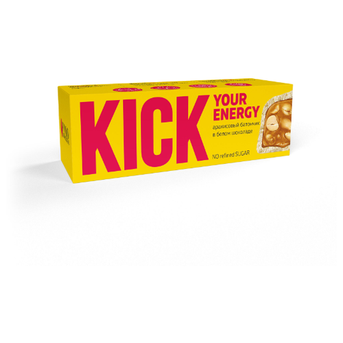 Батончик арахисовый в белом шоколаде (KICK), 45 г