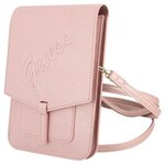 Сумка Guess Wallet Bag Saffiano Script logo для смартфонов, розовая - изображение