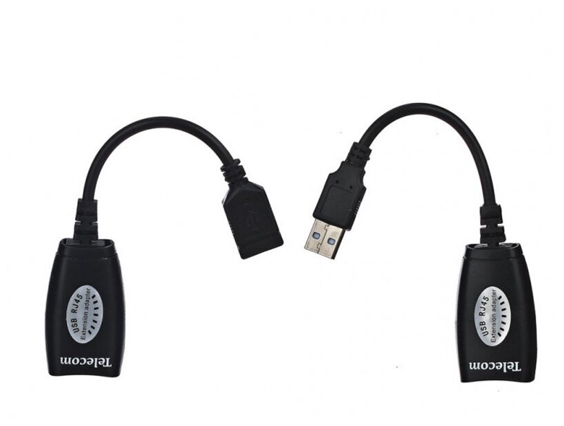 Адаптер-удлинитель Vcom USB-AMAF/RJ45, по витой паре до 45m,