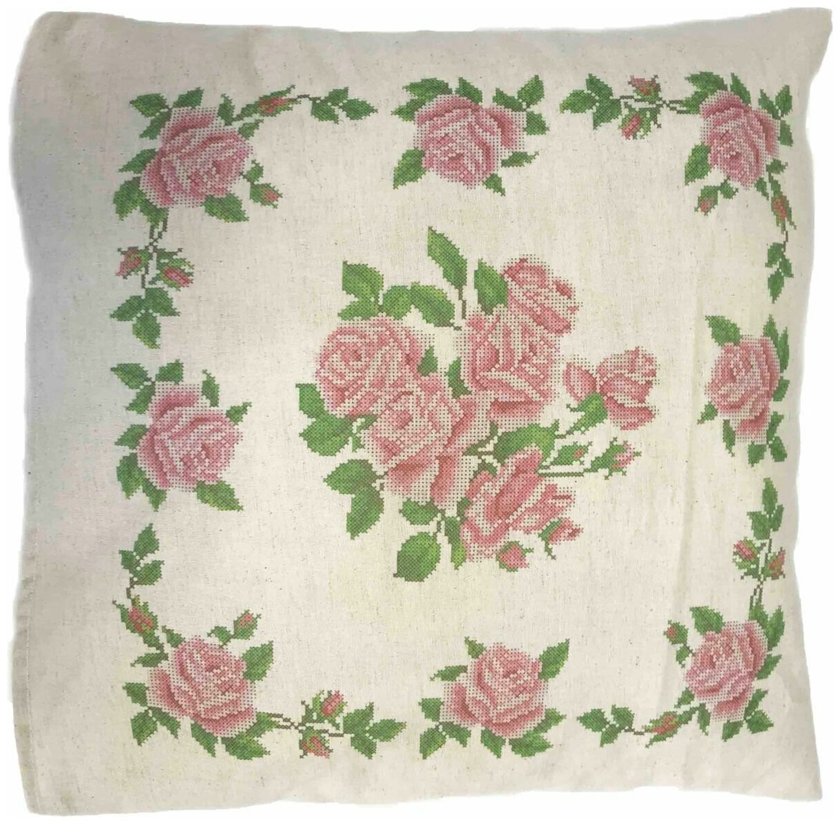 ККПН (лен) 03 Розы- набор наволочка на подушку для вышивки крестом (Каролинка) - фото №1