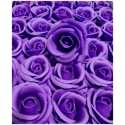 Цветы из мыльного полотна. Роза трехслойная с закругленными лепестками. Цвет фиолетовый. Номер 4К.