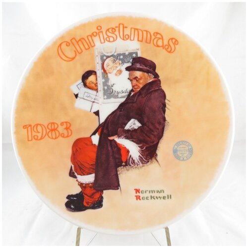 Коллекционная тарелка "Новогодняя серия: Рождество 1983 - Санта в метро". Фарфор, деколь. США, Edwin M.Knowles China Company, Норман Роквелл, 1983