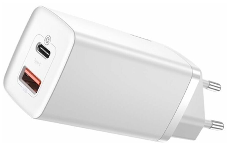 Сетевое зарядное устройство Baseus GaN2 Lite Quick Charger C+U 65W EU White (CCGAN2L-B02) белое