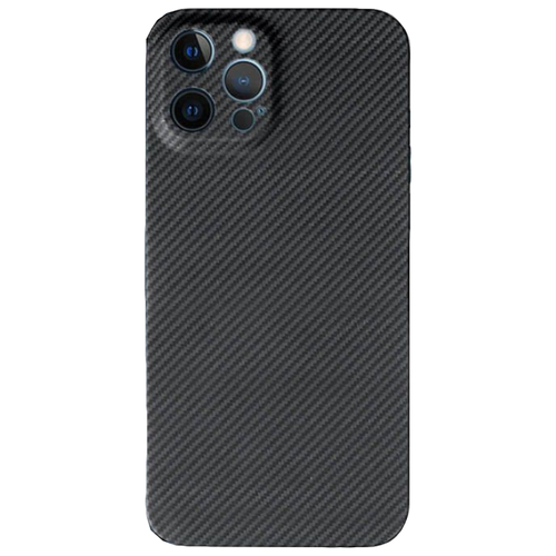 фото Карбоновый чехол-накладка-бампер mypads из тончайшего углеводородного волокна для iphone 12 (6.1) / iphone 12 pro (6.1) с отделкой кевлар черная матовая