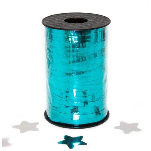 фото Лента (0,5 см*250 м) морская лазурь, металлик, 1 шт. дон баллон