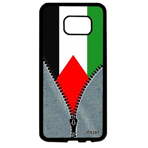 фото Защитный чехол для мобильного // galaxy s7 edge // "флаг палестины на молнии" дизайн страна, utaupia, серый