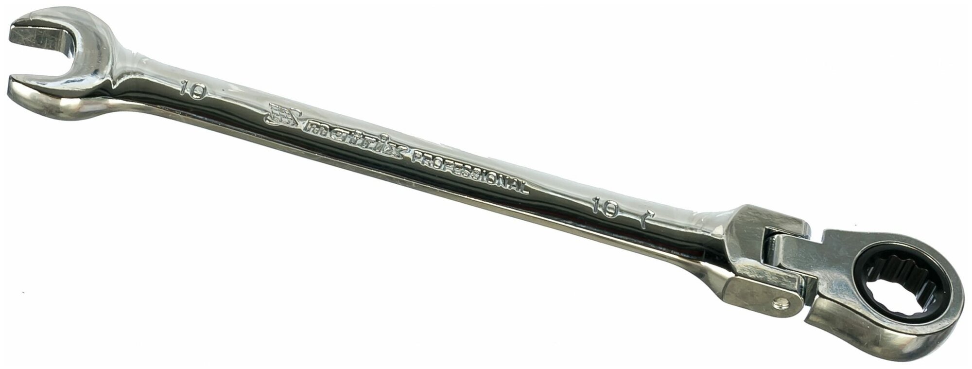 Ключ комбинированный трещоточный 10мм CrV шарнирный зерк. хром MATRIX PROFESSIONAL