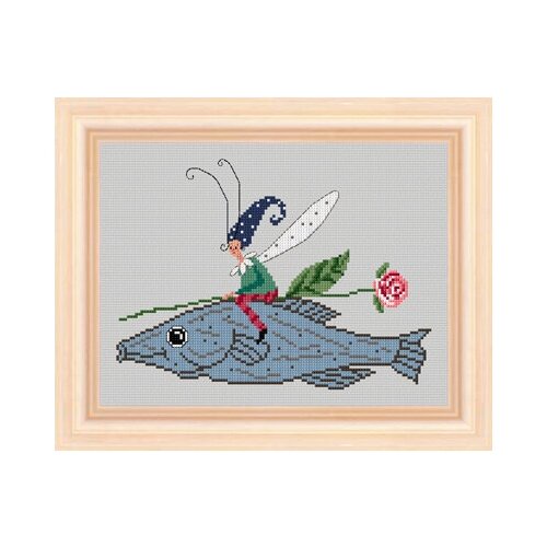 фото Набор для вышивания влюбленный эльф на рыбе 20*15см, acufactum ute menze, 24010-01