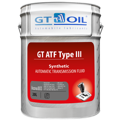 Трансмиссионное масло GT OIL, GT ATF TYPE III, Dexron III (H), 20л, 8809059407622