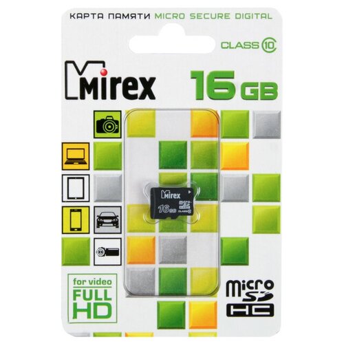 Карта памяти Mirex microSD, 16 Гб, SDHC, класс 10