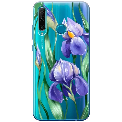 фото Ультратонкий силиконовый чехол-накладка transparent для honor 10i / 20e с 3d принтом "amazing irises" gosso