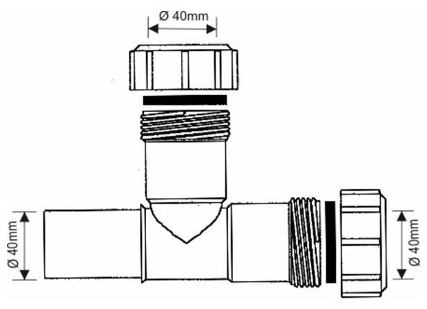 Тройник компрессионный McAlpine 40 мм (40F-WH) - фотография № 2