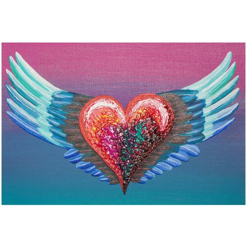 фото Постер на холсте сердце с крыльями 45см. x 30см. твой постер