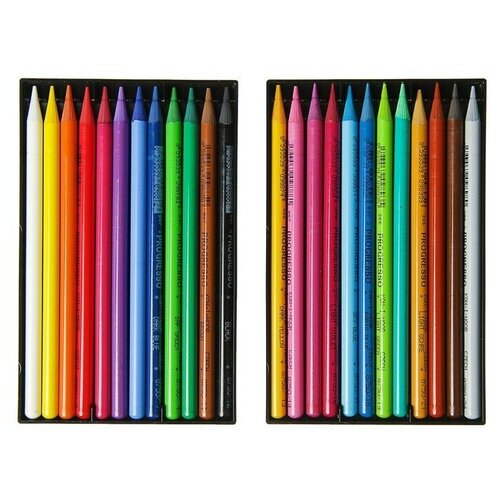 Карандаши художественные 24 цвета, 8758, цветные, цельнографитные, в картонной коробке