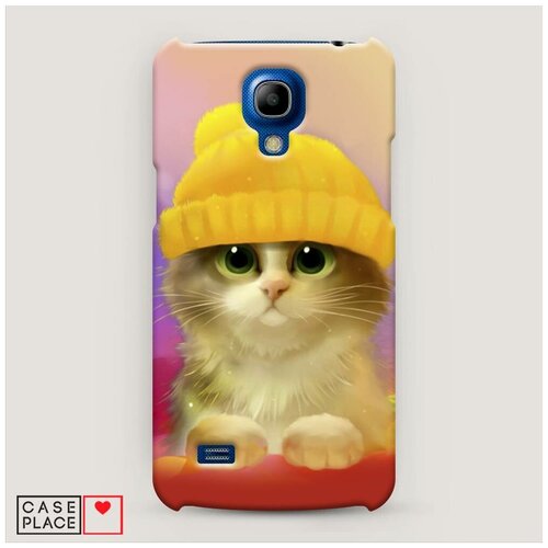 фото Чехол пластиковый samsung galaxy s4 mini котенок в желтой шапке case place