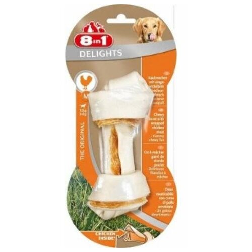 8in1 Delights Pro Dental Bone M (14 см) Косточка для чистки зубов с куриным мясом, c минералами, для средних и крупных собак 65 г