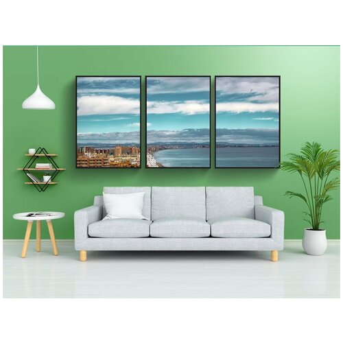 фото Набор модулных постеров для интерьера "пейзаж, люди, море" 60x90 см. в тубусе, без рамки lotsprints