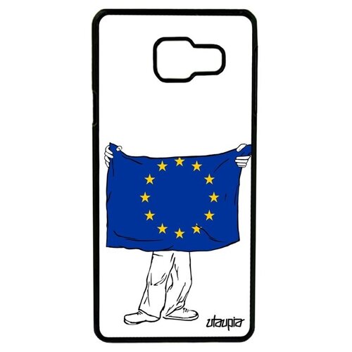 фото Простой чехол на телефон // samsung galaxy a3 2016 // "флаг европы с руками" туризм государственный, utaupia, белый