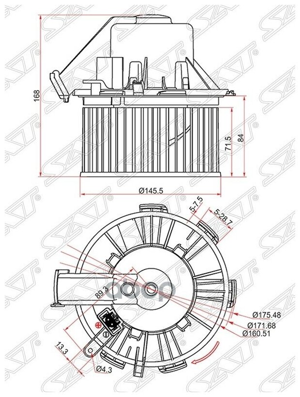 Мотор Отопителя Салона Mercedes Sprinter/Vw Crafter 06- Sat арт. ST-A0008356107