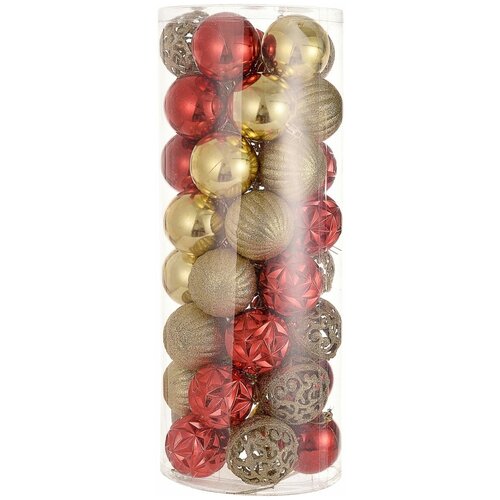 фото Набор ёлочных шаров 6 см цвет красный/золотой, 40 шт. елка
